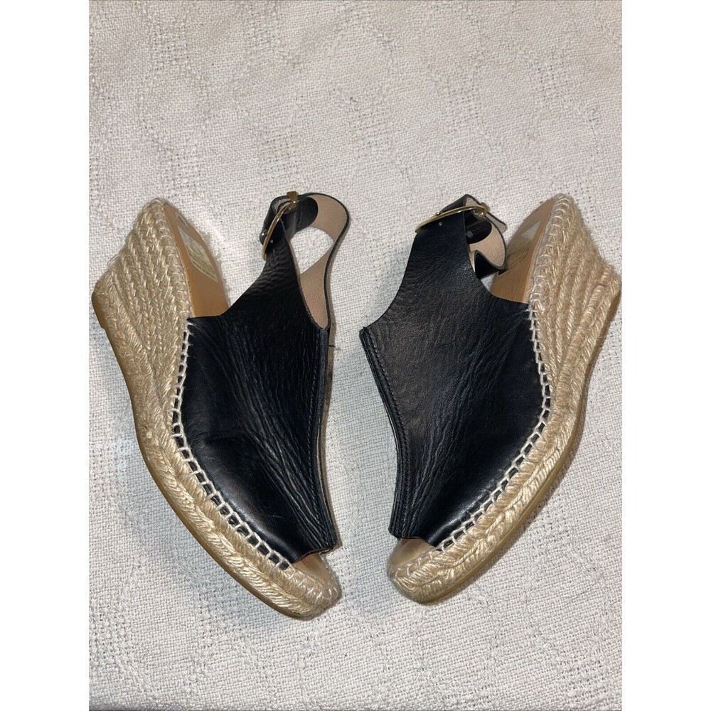 Kanna Women’s Casual Espadrilles Size 39 U.S. 8 M Black Leather Beach Cruise